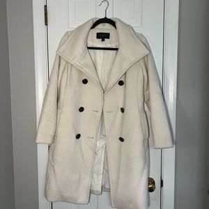 Ann Taylor Cream Wool Blend Pea Coat